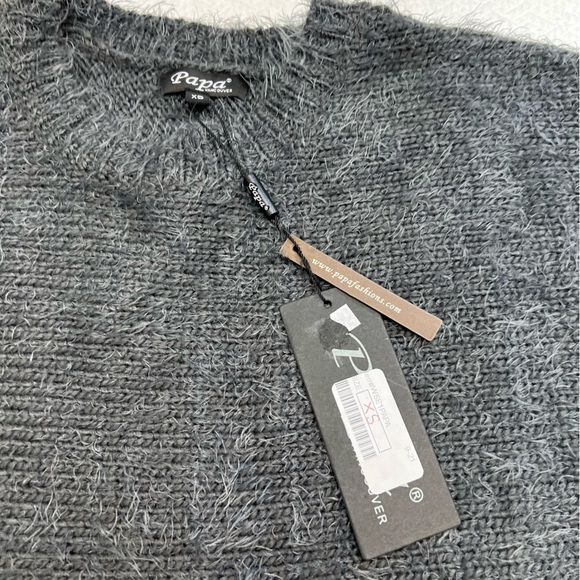 NWT Papa Grey Fringe Long Sleeve Sweater Size XS - Picture 10 of 12